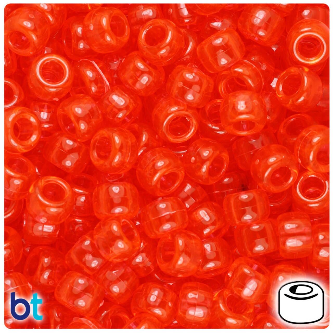 BeadTin Hyacinth Transparent 9mm Barrel Plastic Pony Beads (500pcs)